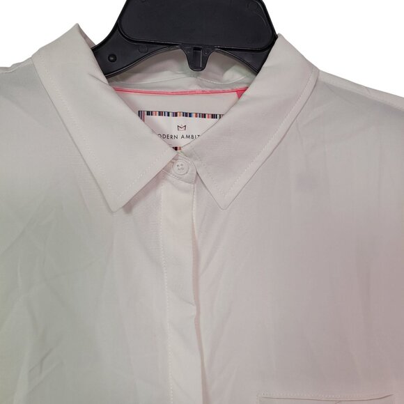 Modern Ambition Women's Long Sleeve White Button-Up Collared Shirt Size Large - Picture 4 of 13